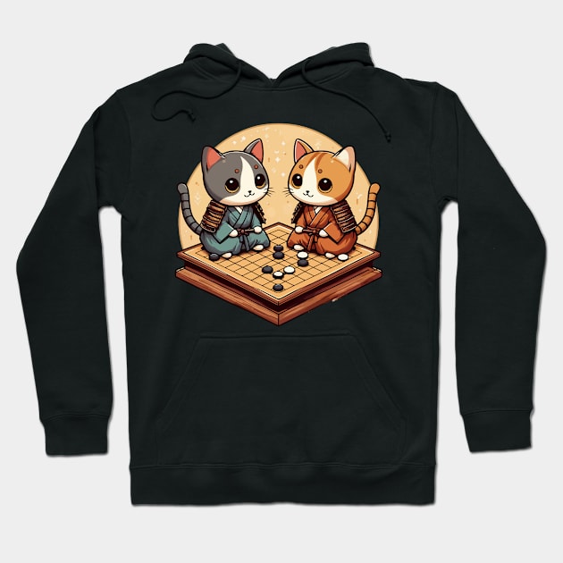 Kawaii cat samurais go board game baduk Hoodie by TomFrontierArt